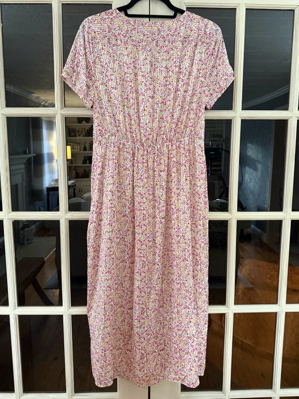 J. Crew Crinkle Viscose Short-Sleeve Midi Dress Size 8 - Picture 2 of 12
